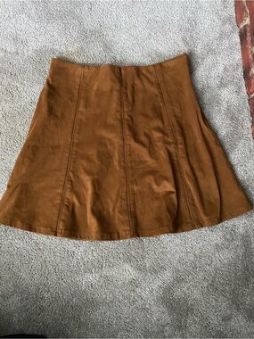 LOFT Tan Suede A-Line Skirt